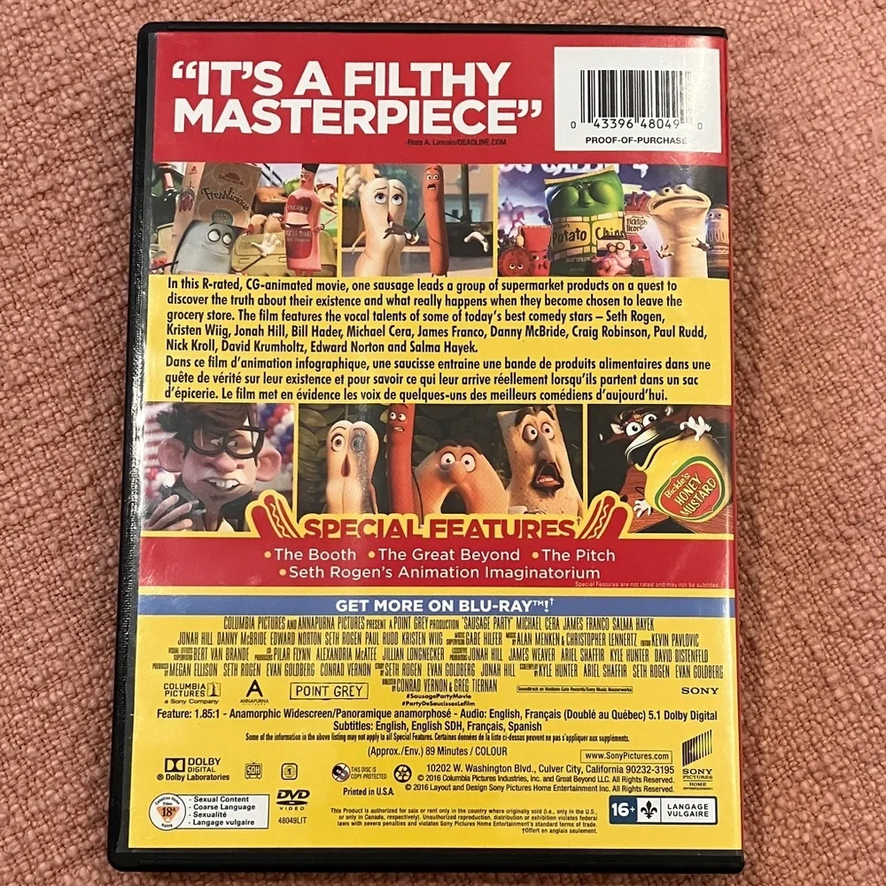 Sausage Party DVD - Seth Rogen Jonah Hill James Franco Michael Cera - Picture 3 of 9